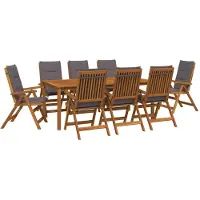vidaXL 9-delige tuindinset Naturel Massief Acacia Hout