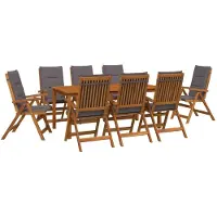 vidaXL 9-delige tuindinset 8-zits Naturel Massief Acacia Hout