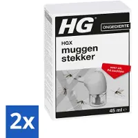 Hg 2 x X - Muggenstekker - Continue Bestrijding - Inclusief Stekker - 54 Nachten - 45 ml - Muggenwering - Muggenplaag - Muggen Afweren - Muggenstop - Muggenwerende Stekker
