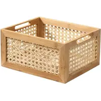 CALICOSY - Boîte en bambou et rotin moyen modèle - H15 cm