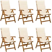 vidaXL Ligstoelen voor Tuin 6 st Naturel Massief Acacia Hout