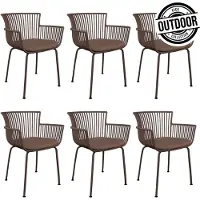 Otis Kick - Tuinstoel - Ergonomische rugleuning - Bruin (set van 6)