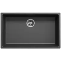 Pure.Sink Zwart grote spoelbak 70x40cm onderbouw en opbouw met automatische rvs plug 1208971861