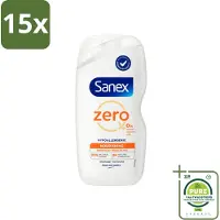 Sanex 15 x Zero% - Douchegel - Verzorgend - Natuurlijke Ingrediënten - Droge Huid - 400 ml - Grootverpakking - Douchegel - - Natuurlijke Ingrediënten - Droge Huid - Verzorgend