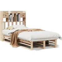 vidaXL Bed met boekenkast zonder matras massief grenenhout 90x200 cm