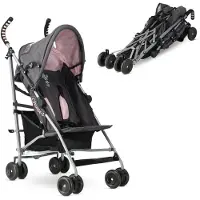 Mooiys Asalvo Buggy - Paraplu Buggy - Compact Inklapbaar - Grijs/Roze