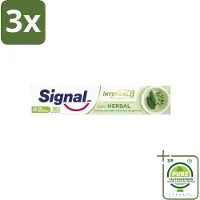 Signal 3 x - Integral & Actions - Tandpasta - Natuurlijke Kruiden - Gerecyclede Verpakking - 75 ml - Grootverpakking - Tandpasta - Natuurlijke Ingrediënten - Fluoride - Mondverzorging - Tandenpoetsen