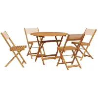 vidaXL 5-delige Tuinset massief hout en stof beige