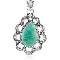 Cavill - Zilveren Hanger - Geoxideerd 925 Sterling Zilver - Blauwe Kingman Mohave Turkoois 7,38 ct - Handgemaakt & Duurzaam - Edelsteen Sieraad