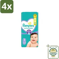 Pampers – Luiers – Active Baby Maat 3 – 54 Luiers - Voordeelverpakking - 4 stuks - Vocht absorberend - Luchtdoorlatend