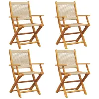 vidaXL Klapstoelen, 4 stuks, beige, massief acaciahout