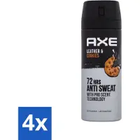 Axe - Deodorant Spray - 72hrs Anti Sweat - Leather & Cookies - 150 ml - Voordeelverpakking - 4 stuks