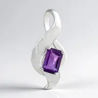 Cavill - Zilveren hanger 925 sterling zilver met palladium - Uruguay Amethist 0,41 ct - Achthoekig trapgeslepen paarse edelsteen - Elegant