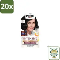 Schwarzkopf 20 x Poly Palette – Haarverf – 1-0 Natuurlijk Zwart – 115 ml - Grootverpakking - Haarkleur - Grijsdekking - Zwart Haar - Permanente Haarkleuring - Natuurlijke Glans