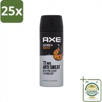 Axe 25 x - Deodorant Spray - 72hrs Anti Sweat - Leather & Cookies - 150 ml - Grootverpakking - 72 Uur Anti Zweet - Deodorant Spray - Zweetbestendig - Leer En Koekjes Geur - Langdurige Frisheid