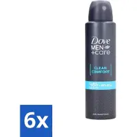 Dove Men+Care - Clean Comfort - Deospray - Anti-Transpirant - 150 ml - Voordeelverpakking - 6 stuks