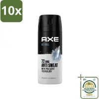 Axe 10 x - Deodorant Spray - 72hrs Anti Sweat - Ice Chill - 150 ml - Grootverpakking - Anti-sweat Spray - Zweetvermindering - Ijskoude Citroen - Muntgeur - 72 Uur Bescherming