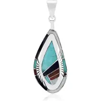 Cavill - Zilveren Hanger met Sodaliet 0,66ct & Turkoois 1,51ct - 925 Sterling Zilver - Parelmoer Druppelvormig - Elegant & Tijdloos
