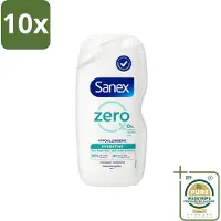 Sanex 10 x Zero % - Douchegel - Hydrateert - Alle Huidtypes - 400 ml - Grootverpakking - Douchegel - Huidverzorging - Hydraatende Douchegel - 0% Sulfaten - 0% Kleurstoffen