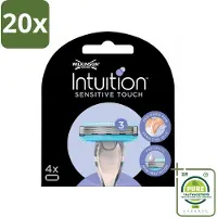 Wilkinson 20 x - Navulmesjes Intuition Sensitive Touch - Met Aloe Vera - 3 scheermesjes - Grootverpakking - Scheermesjes - Gevoelige Zones - Aloe Vera - Cacaoboter - Curve-sensing