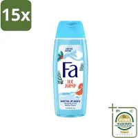 Fa 15 x - Douchegel - Winter Splashes Ice Jump - Frisse Geur & Verfrissing - Verzorgend - 250 ml - Grootverpakking - Douchegel - Winter - Zeebries - Grapefruit - Verfrissend