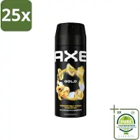 Axe 25 x - Deodorant Bodyspray - 48hrs Fresh - Gold - Oud Wood & Fresh Vanilla - 150 ml - Grootverpakking - Deodorant - - Deodorant Spray - 48 Uur Bescherming - Oud Hout