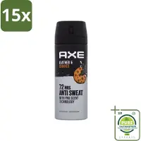 Axe 15 x - Deodorant Spray - 72hrs Anti Sweat - Leather & Cookies - 150 ml - Grootverpakking - Deodorant - Deodorant Spray - 72 Uur Bescherming - Anti-transpirant - Mannelijke Geur