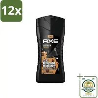 Axe - 3-in-1 Douchegel - Leather & Cookies - 100% Plantaardig - 250 ml - Voordeelverpakking - 12 stuks - Lichaam - Gezicht