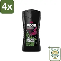 Axe - 3-in-1 Douchegel - Wild Bergamot & Pink Pepper - 100% Plantaardig - 250 ml - Voordeelverpakking - 4 stuks - Lichaam - Gezicht