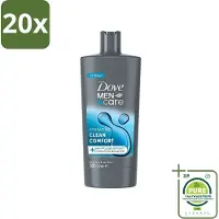 Dove 20 x Men+Care - Clean Comfort - 3-in-1 Douchegel - Hydraterend- 700 ml - Grootverpakking - Douchegel - Mannen - Verzorging - 3-in-1 - Hydraterend