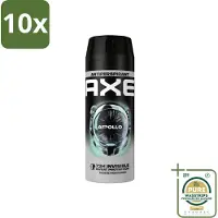 Axe 10 x - Deodorant Spray - 72hrs Anti Sweat - Apollo - 150 ml - Grootverpakking - Anti Transpirant Spray - Zweetbestendig - 72 Uur Bescherming - Geur Groen Fruit - Geur Sandelhout