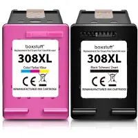 Boxstuff Inkt geschikt voor 308 XL - (7FP22UE / 7FP21UE) Compatibel met HP 308 / 308XL - Inkt Cartridge 2-pack voor HP Envy 6110e / 6120e / 6130e / 6520e / 6530e / 6540e / 6550e - Pack Kleur en Zwart