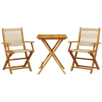 vidaXL 3-delige bistroset, beige, polypropyleen en massief hout