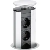 Evoline Port Cuisine (3x 230V) VEVO3 Uittrekbaar stopcontact Aluminium Belgische penaarde