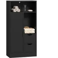 HOMCOM Badkamerkast - Spaanplaat - 50x25x100 cm - Zwart