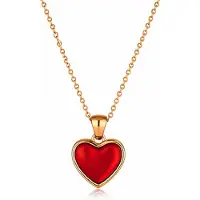 Trend ketting met zwarte hartje - verguld - Stijlvolle ketting - Goudkleurig - Roestvrijstalen -Cadeau Voor Vrouwen- cadeau -Valentijn - Liefde - Verrassing