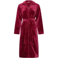 Pastunette Dames Rits Badjas - Ochtendjas - Zacht & Warm Fleece - Stippen reliëf - bordeauxrood - maat M
