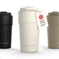 LARS NYSØM Bevægelse Thermos Coffee Mug-to-go 500ml - BPA-vrij met Isolatie - Lekvrije Roestvrijstalen Thermosbeker (Cream Beige/Leopard/Gloss)
