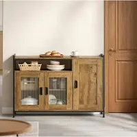 STILVORA Keukenkast - Industrieel Sideboard Met Open Vak En Verstelbare Planken - Opbergkast Voor Keuken En Woonruimte - Bruin - 110x33x75 Cm