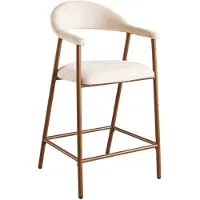 Lizzely Garden & Living SET DEAL 4 stuks: Barkruk Japandi beige Mika walnoot minimalistische barstoel japanse stijl