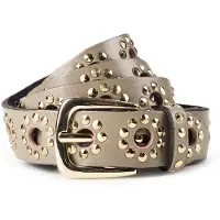 B.belt Studded belt Leder 90 cm grijs