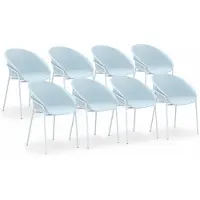 DS4U - Ella stoel - Set van 8 - Lichtblauw - Kunststof - Weerbestendig