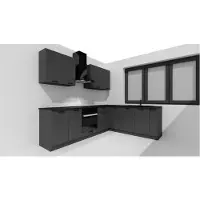 Stolkar Keukenwand - L-vormige keuken - 200x260 cm - grafietkleur - zonder werkblad - met hangkasten en onderkasten - ANIKA