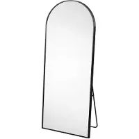 Happiq Vloerspiegel - 164 x 54 Cm Zwart Aluminium en Glas - Modern Gebogen Full - Length Ontwerp van Gehard Glas met - voor Slaapkamer en Kleedruimte