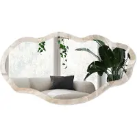 Wallfluent Beige Marmer Spiegel - Beige Rechthoekige Spiegel Voor Interieur - Organische Spiegel - Woonkamer - Klassiek - 45x90 cm - Totale afmeting 52x97 cm