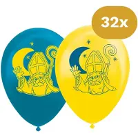 We Fiesta 32x Sinterklaas Ballonnen 12 inch / 30cm - Latex Ballonnen Print Sint - Decoratie Versiering Pakjesavond