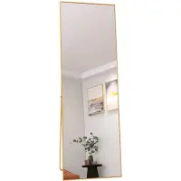 Happiq Staande Spiegel 162 x 53 Cm - Volledige Lengte, Gebogen Design, HD Spiegel met - Goud Staande Spiegel, Modern Design