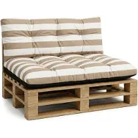 Amazinggirl Palletkussens Outdoor Kussen Set van 2 palletkussens - Kussens voor pallets Euopallets palletbank en palletmeubels palletkussens Wit-beige strepen