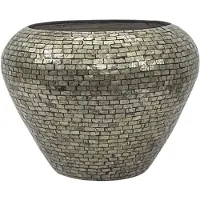 Ptmd Cherryl Champagne Round Poly Capiz Bamboo Pot L