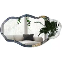 Wallfluent Granaatmarmer Spiegel - Marine Moderne Rechthoekige Wandspiegel - Organische Spiegel - Woonkamer, Kantoor, Slaapkamer - Abstract - 45x90 cm - Totale afmeting 52x97 cm
